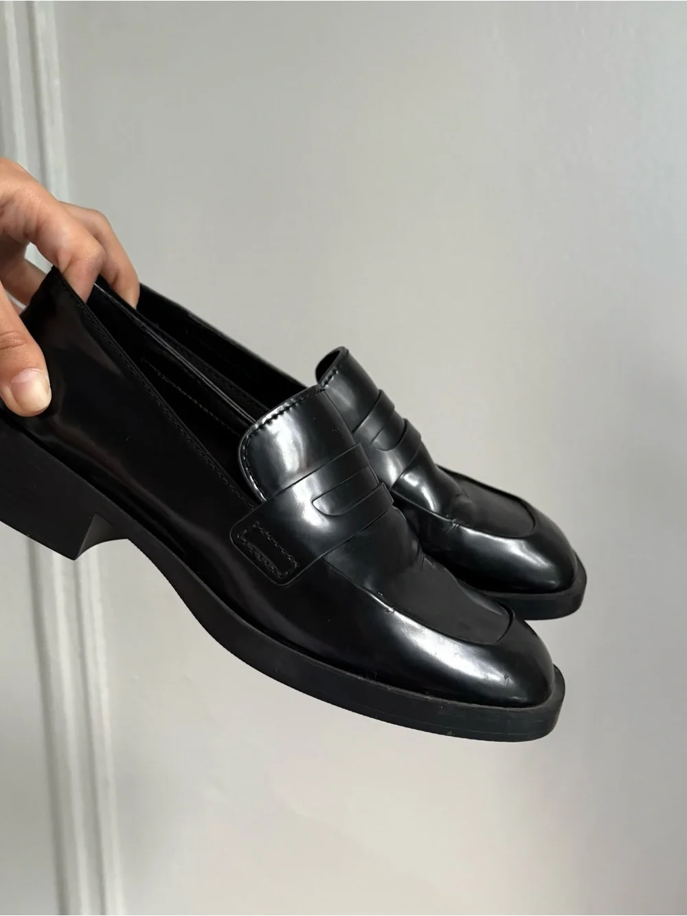 Charles & Keith Black Square Toe Loafers